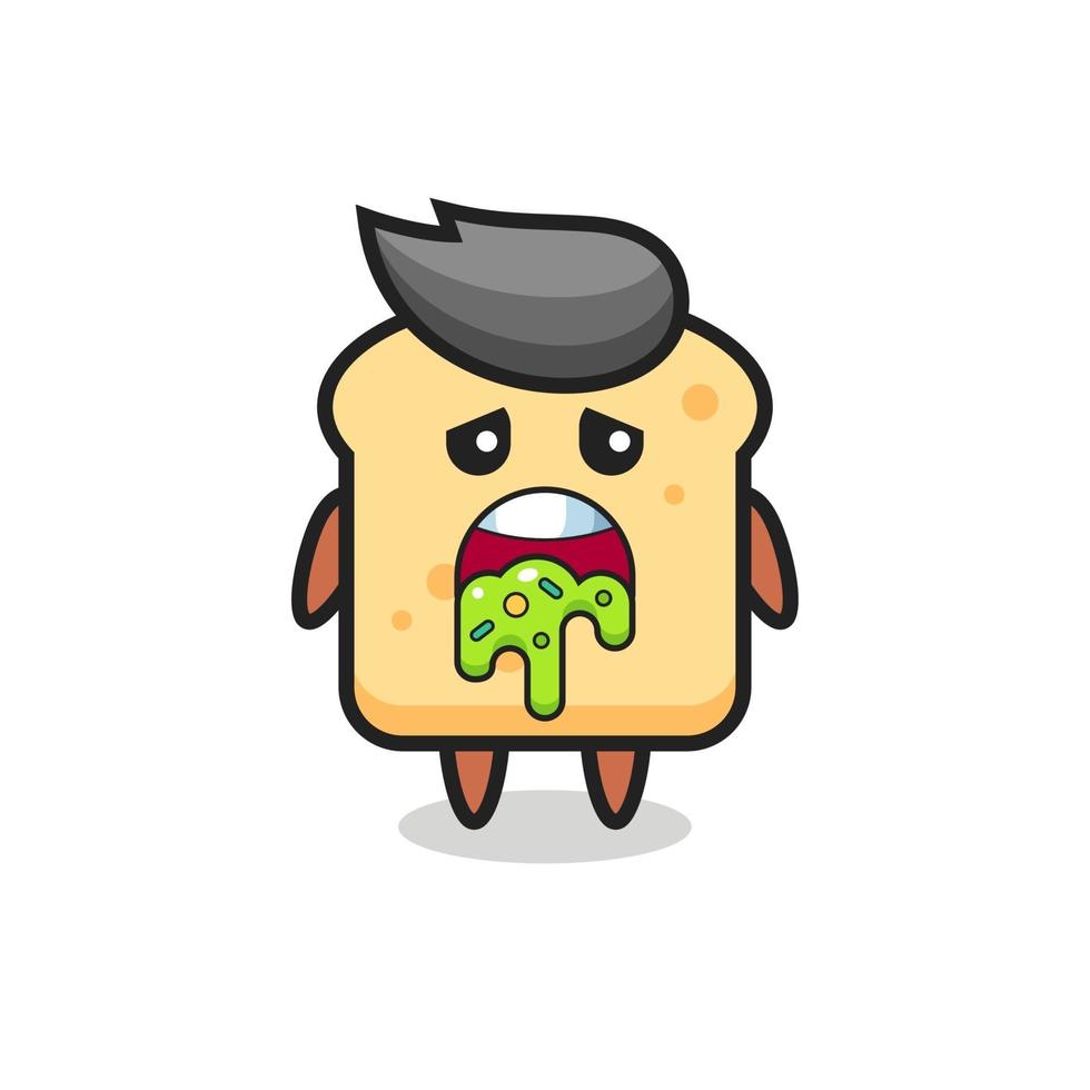 the cute bread character with puke vector