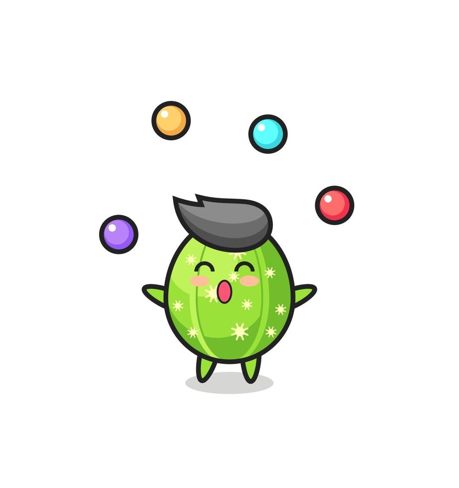 the cactus circus cartoon juggling a ball vector