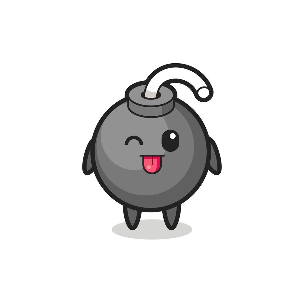 cute bomb character in sweet expression while sticking out her tongue vector