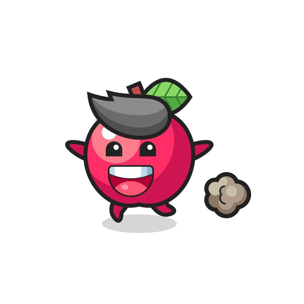 the happy apple cartoon with running pose vector