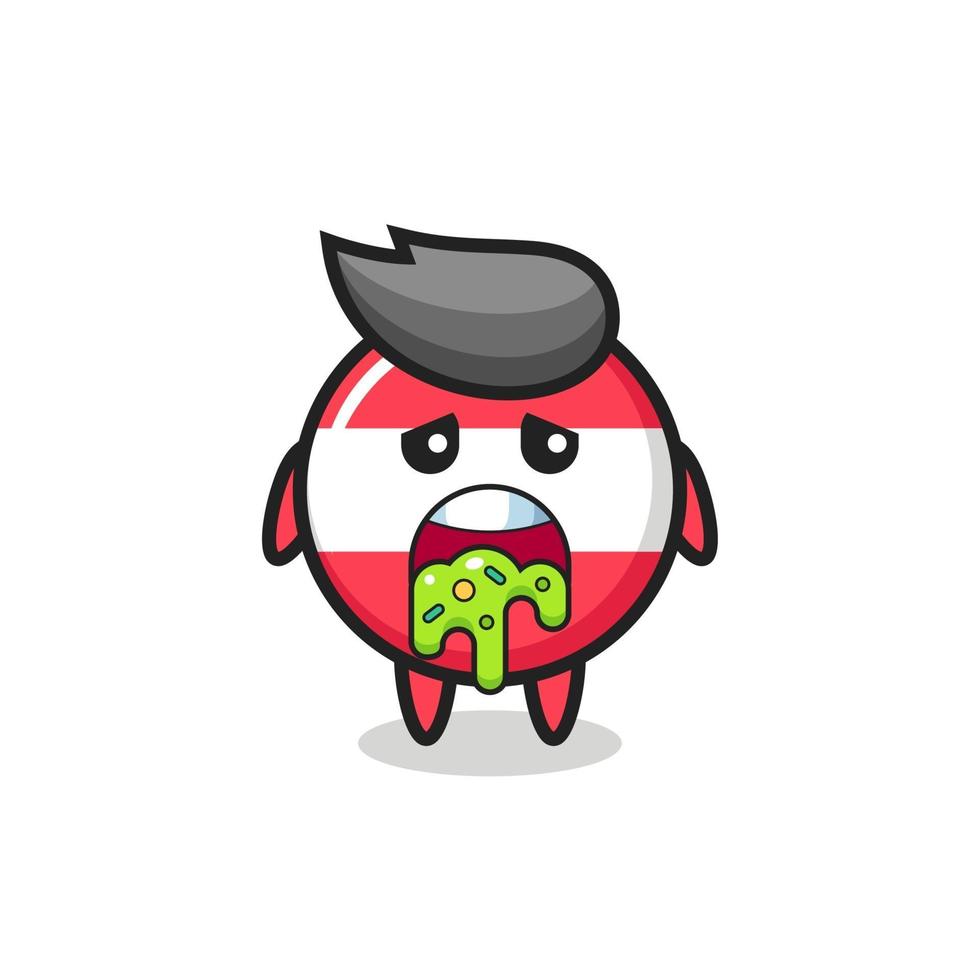 the cute austria flag badge character with puke vector