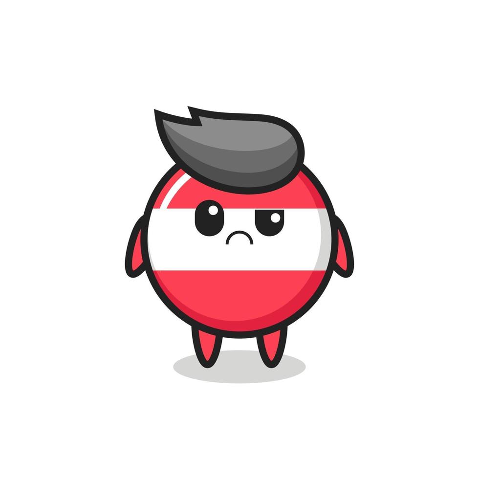 the mascot of the austria flag badge with sceptical face vector