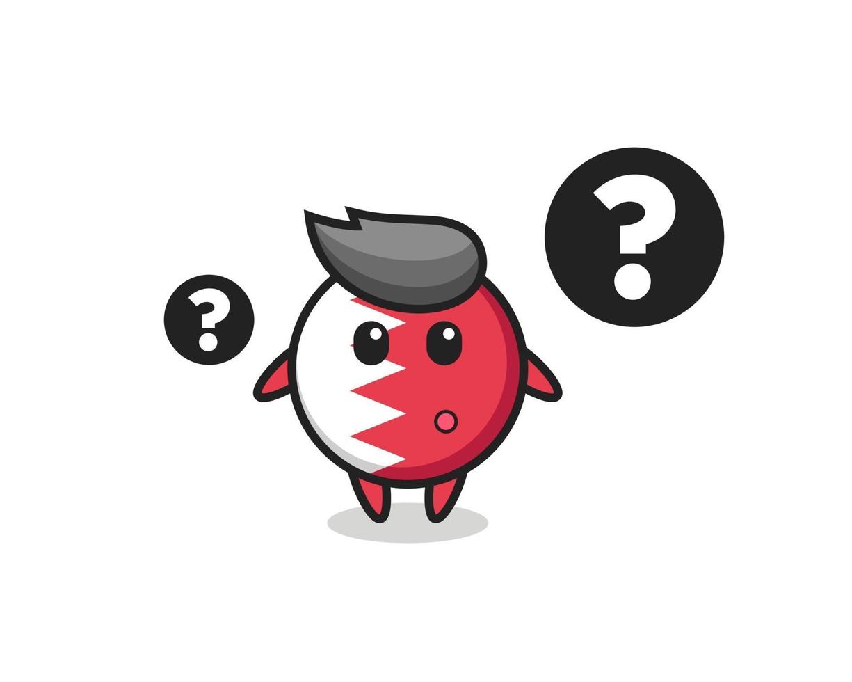 Cartoon Illustration of bahrain flag badge with the question mark vector