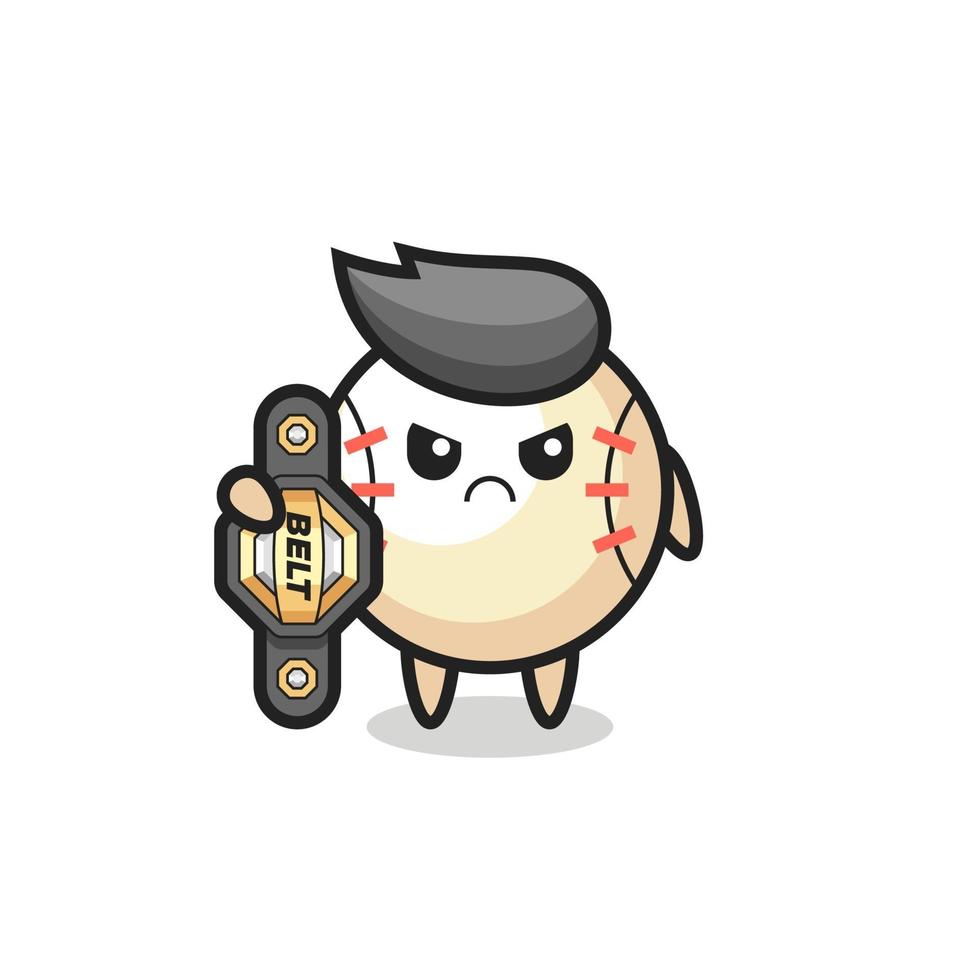 baseball mascot character as a MMA fighter with the champion belt vector