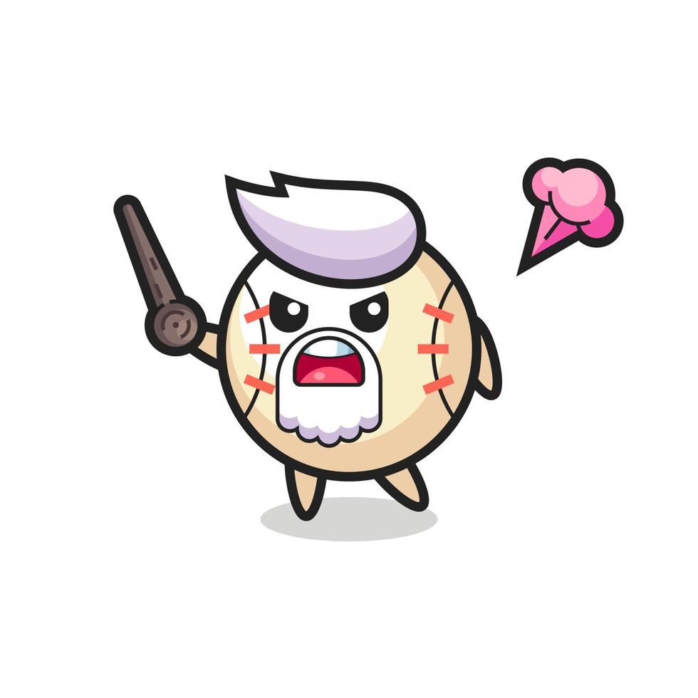 cute baseball grandpa is getting angry vector