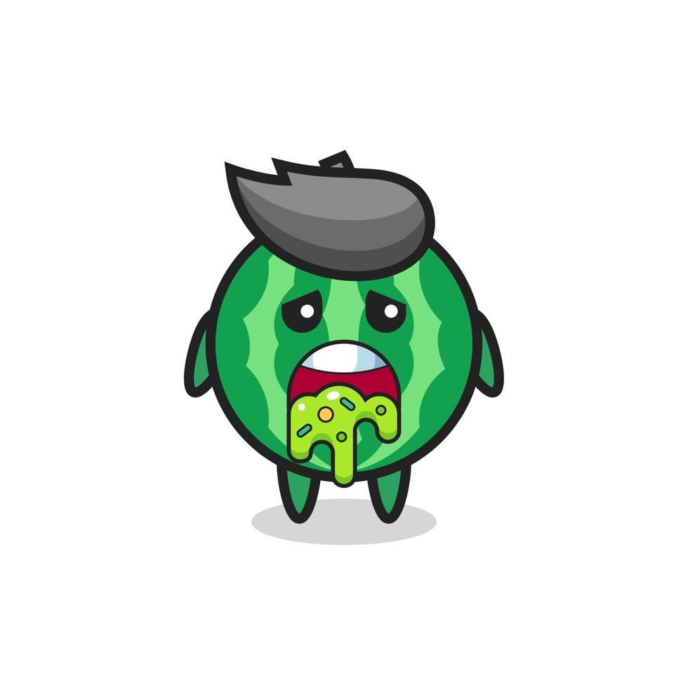 the cute watermelon character with puke vector