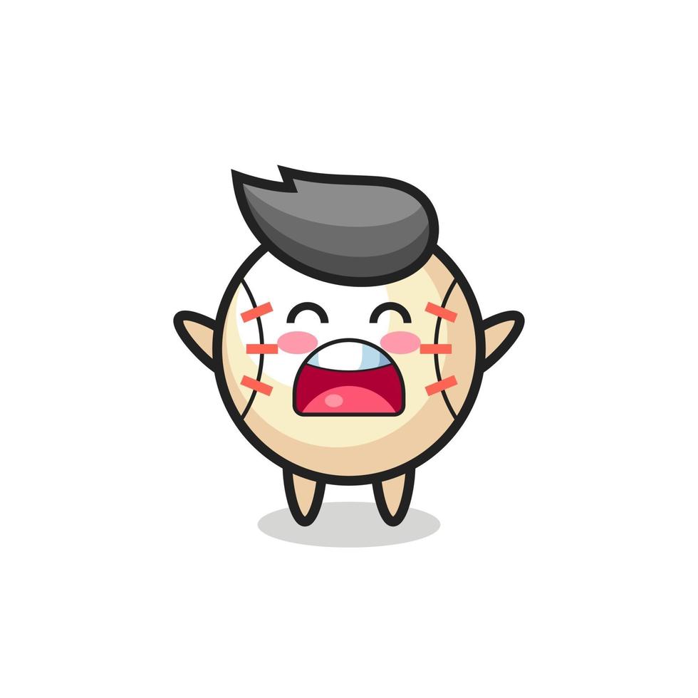cute baseball mascot with a yawn expression vector