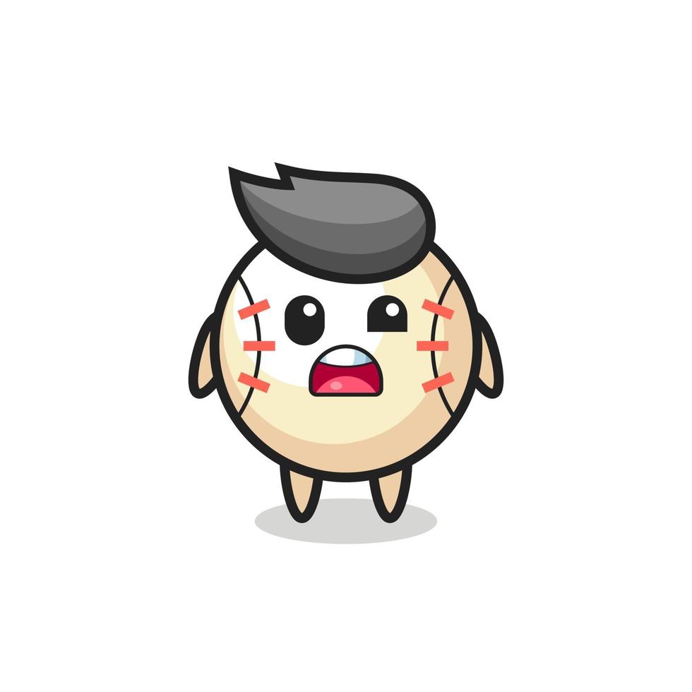 the shocked face of the cute baseball mascot vector