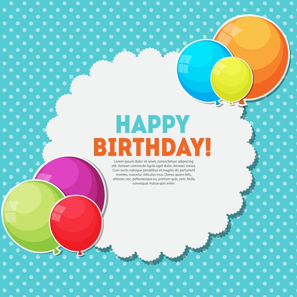 Color Glossy Happy Birthday Balloons Banner Background vector