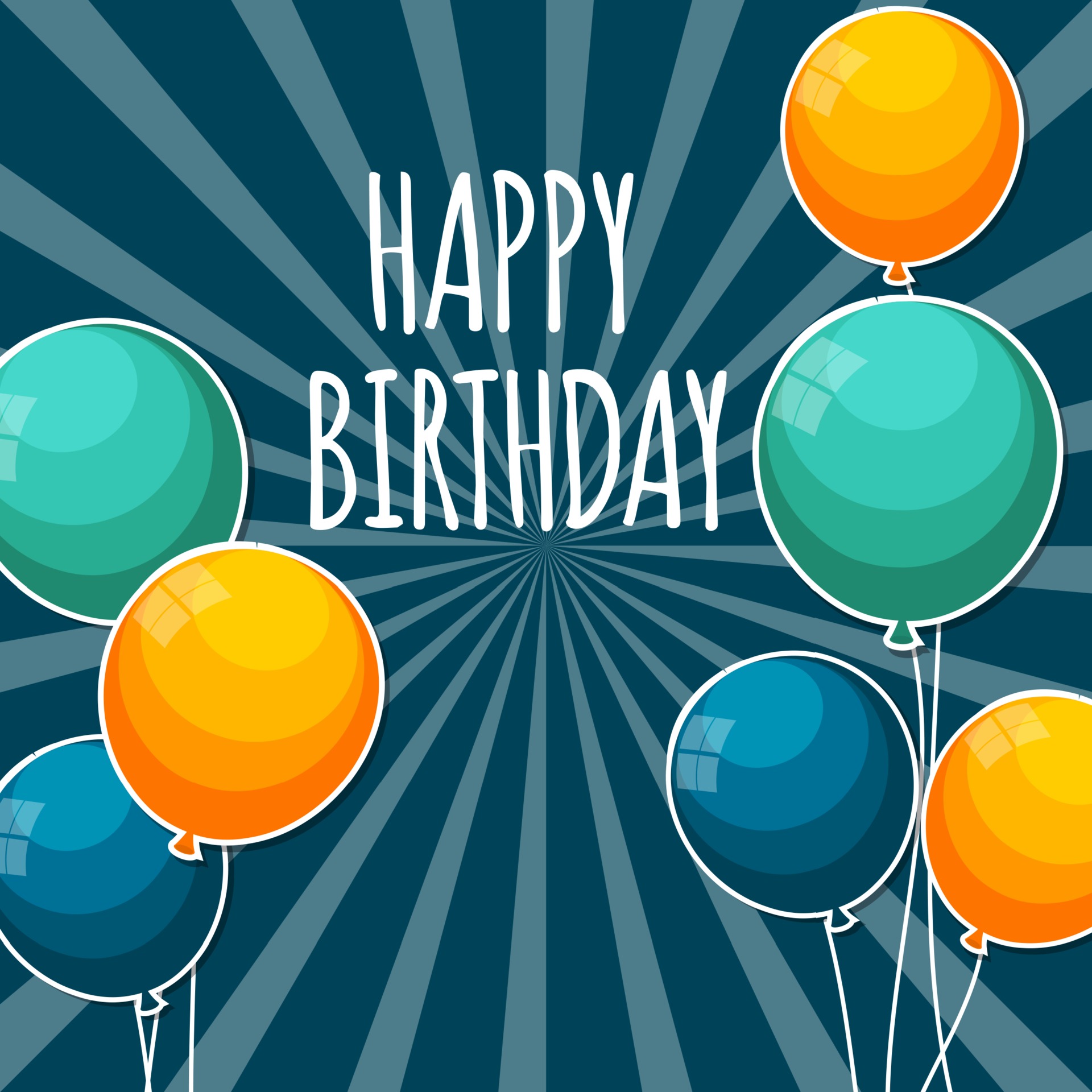 Color Glossy Happy Birthday Balloons Banner Background 3369377 Vector ...