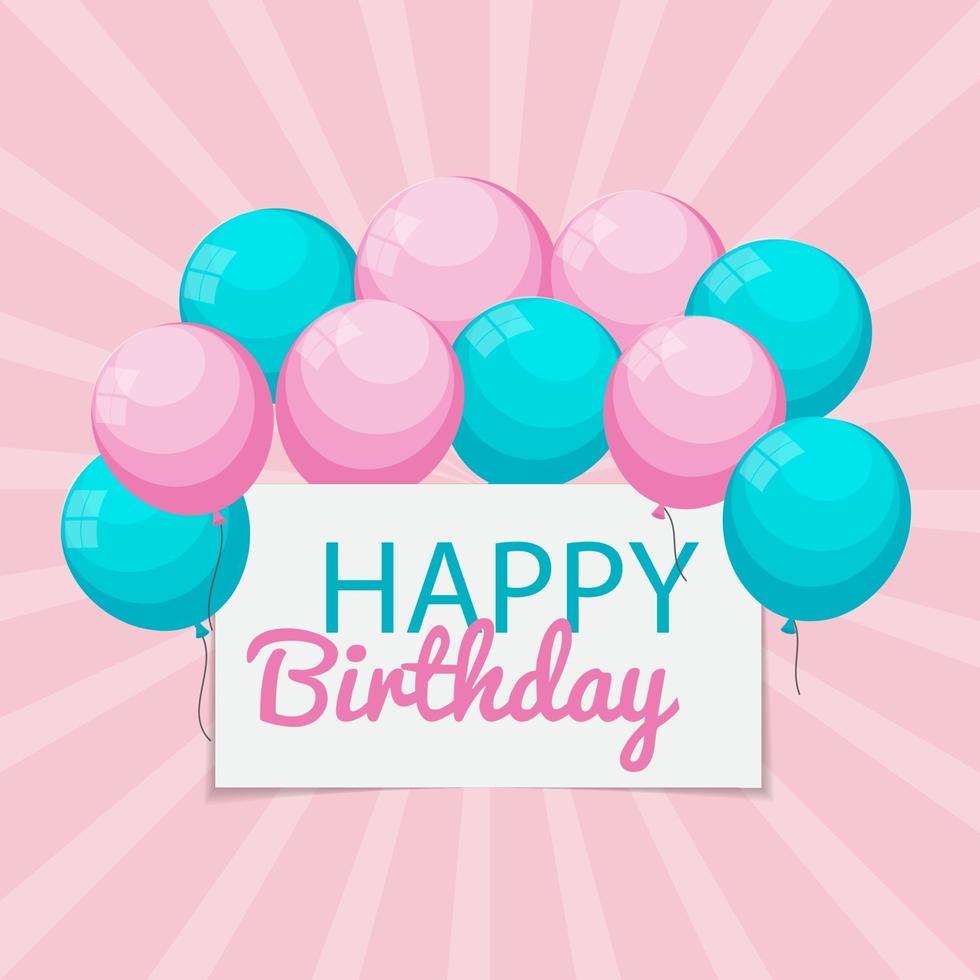 Color Glossy Happy Birthday Balloons Banner Background vector