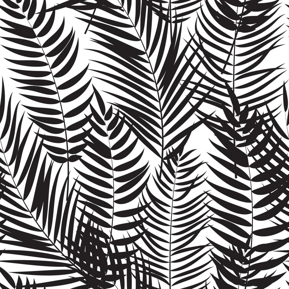 Beautiful Palm Tree Leaf Silhouette Seamless Pattern Background vector