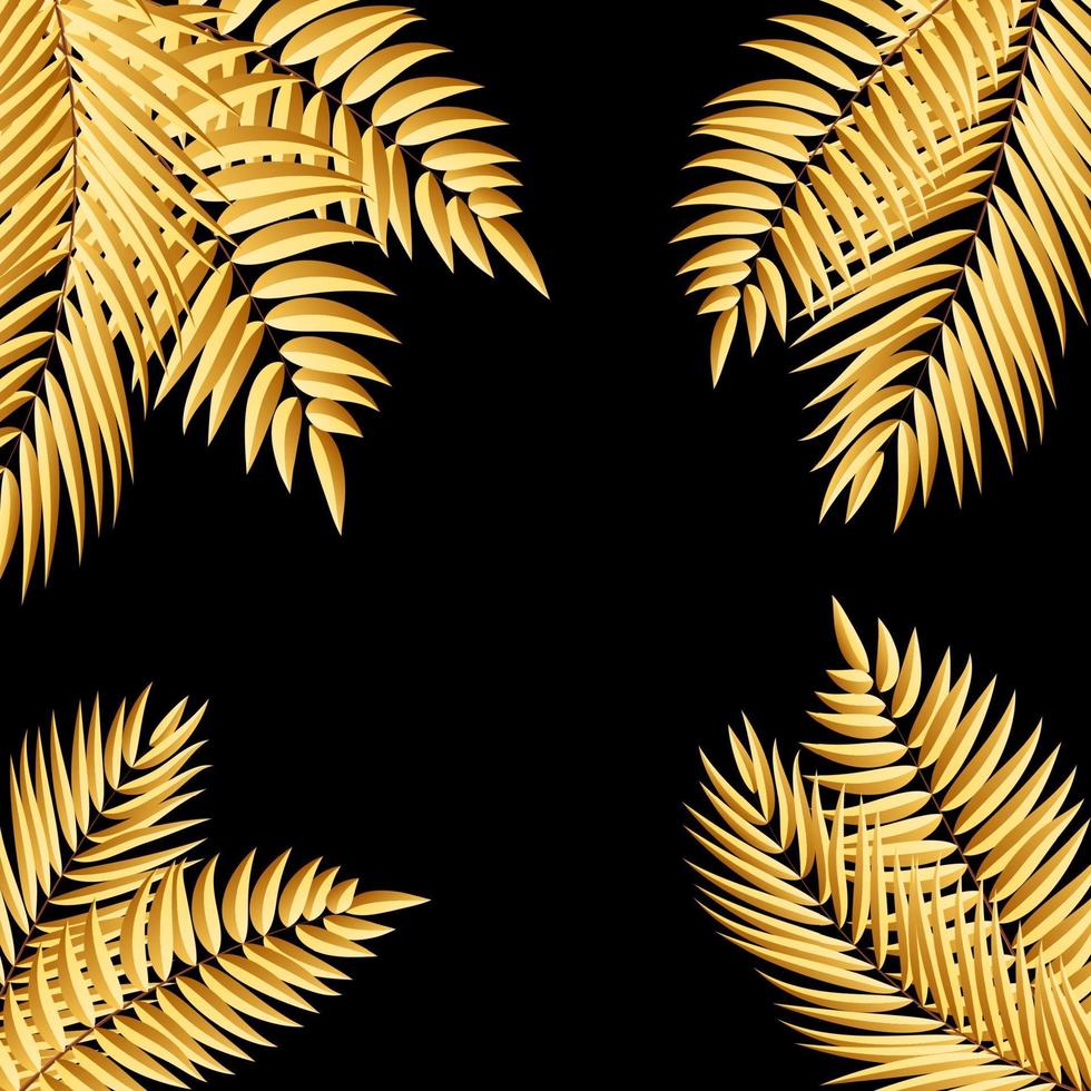 Beautiful Golden Palm Tree Leaf Silhouette Background vector