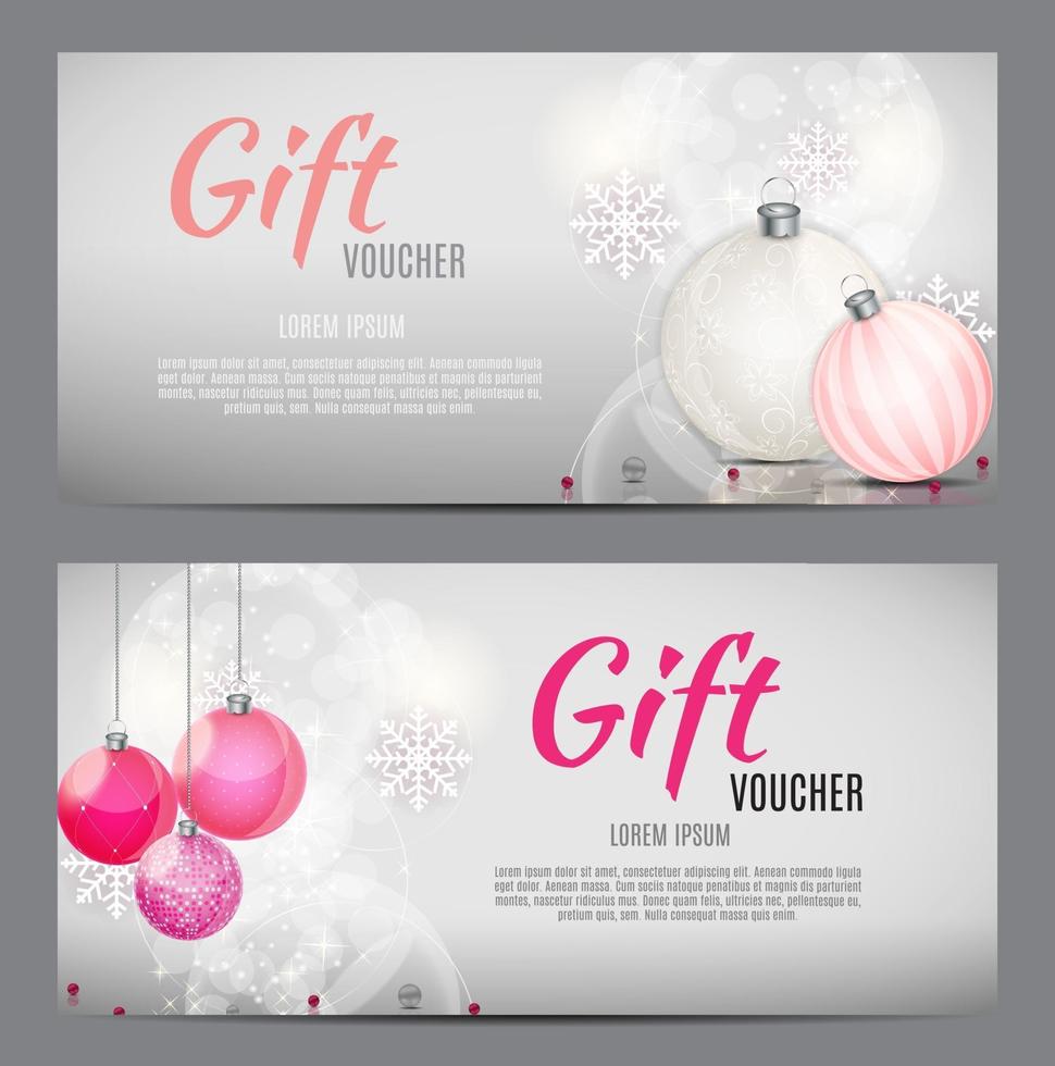 Christmas and New Year Gift Voucher, Discount Coupon Template vector