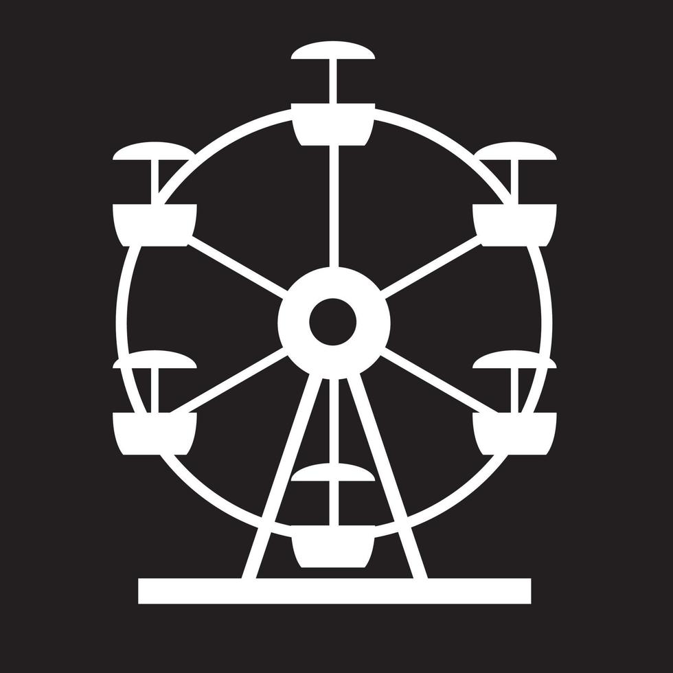 Ferris Wheel Icon Silhouette. Entertainment Round Attraction. vector