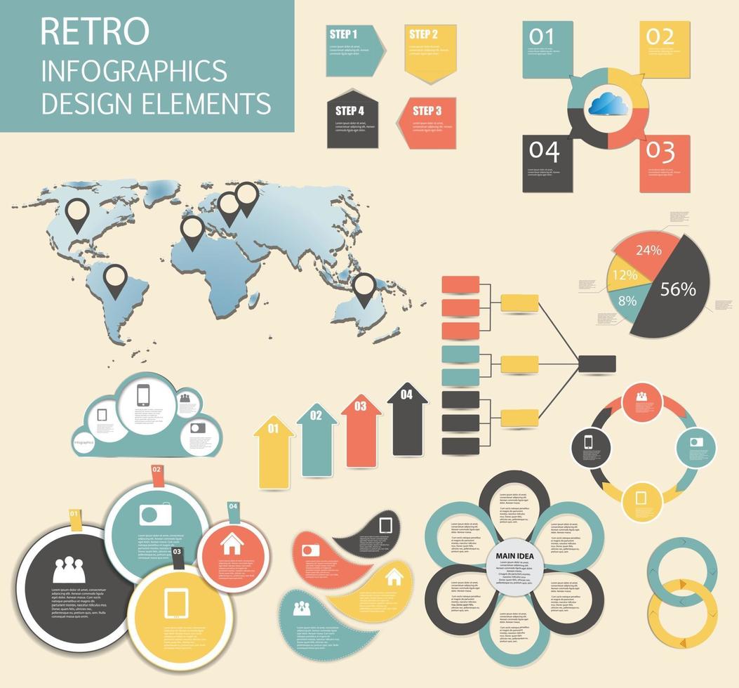 Retro vintage Infographic template business vector illustration