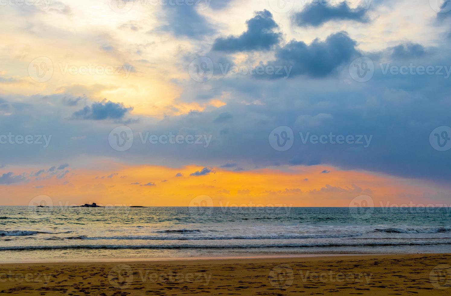 Beautiful colorful sunset landscape panorama Bentota Beach Sri Lanka. photo