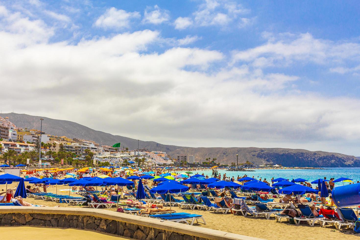 Tenerife, Spain, Jul 12, 2014 - People at Playa de Las Vista Beach photo