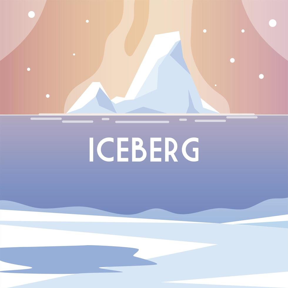landscape with iceberg, water north pole scenery vector