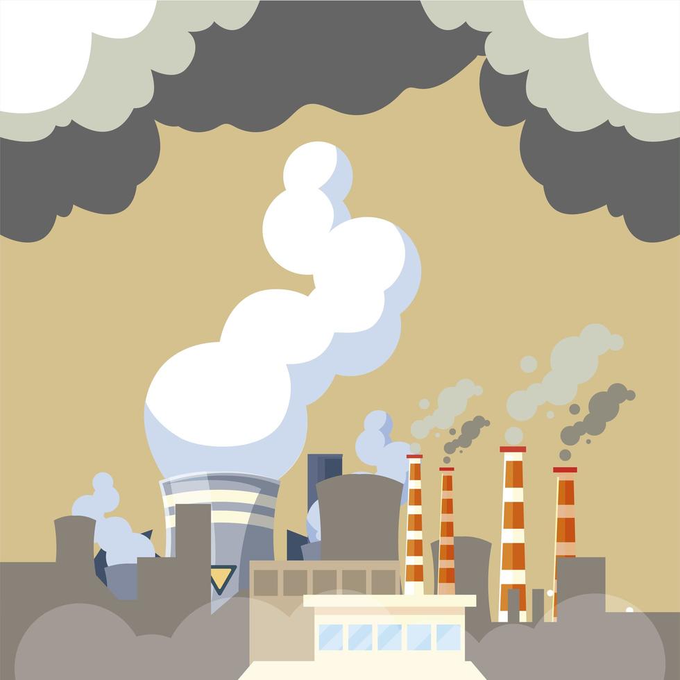 aire contaminado suelo y agua fábrica contamina el medio ambiente vector