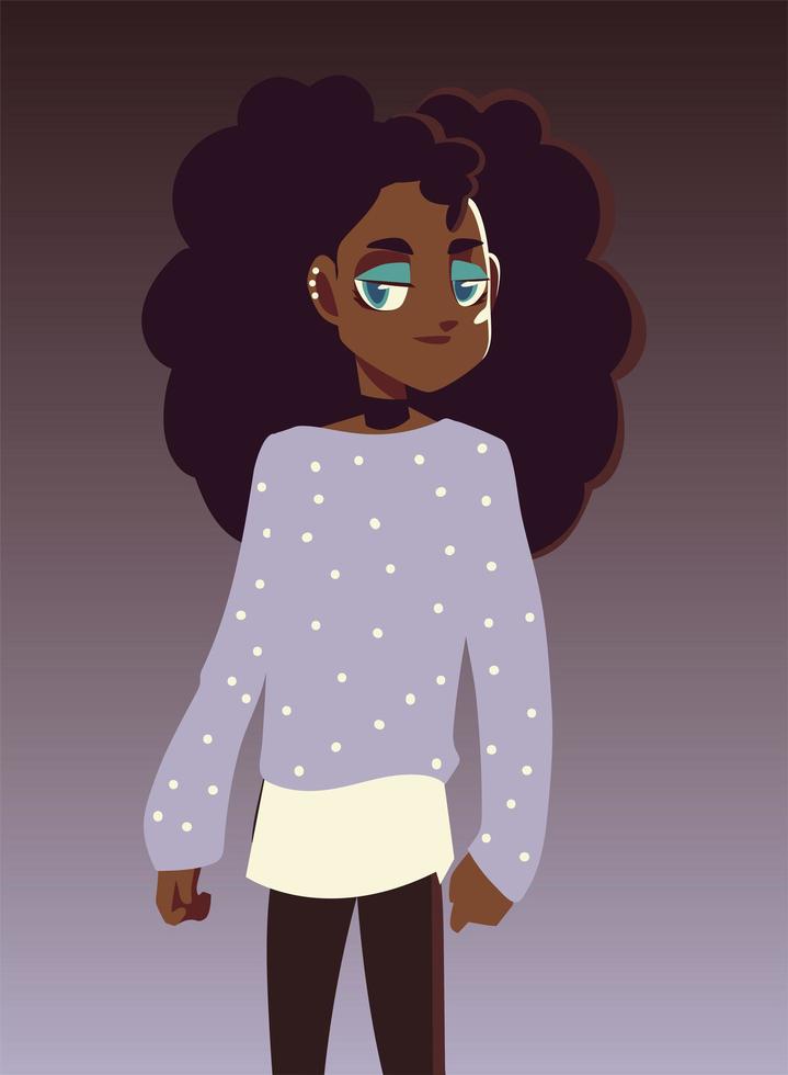 ropa de cultura juvenil de personaje de niña afroamericana vector