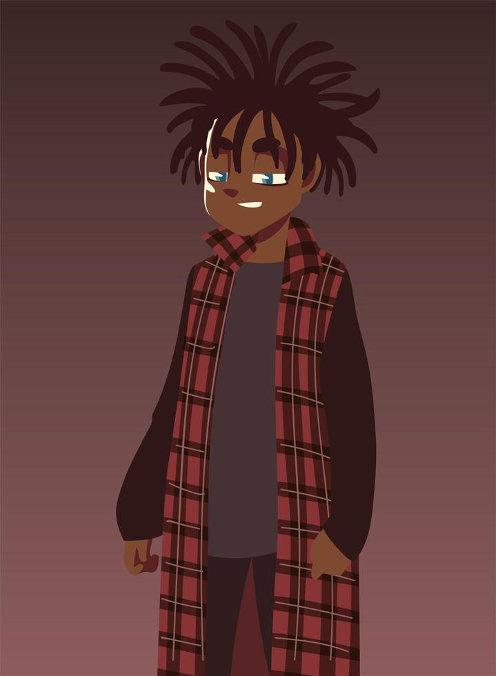 boy with long dreadlocks fashionable clothes, young culture vector