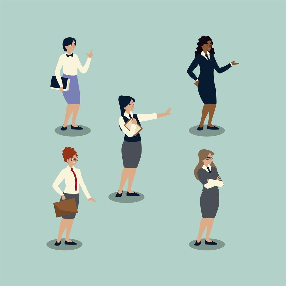 business team, group of people dressed in suit, business women vector