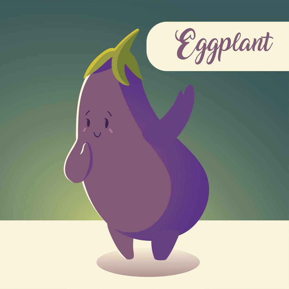 vegetable kawaii cartoon cute eggplant vector
