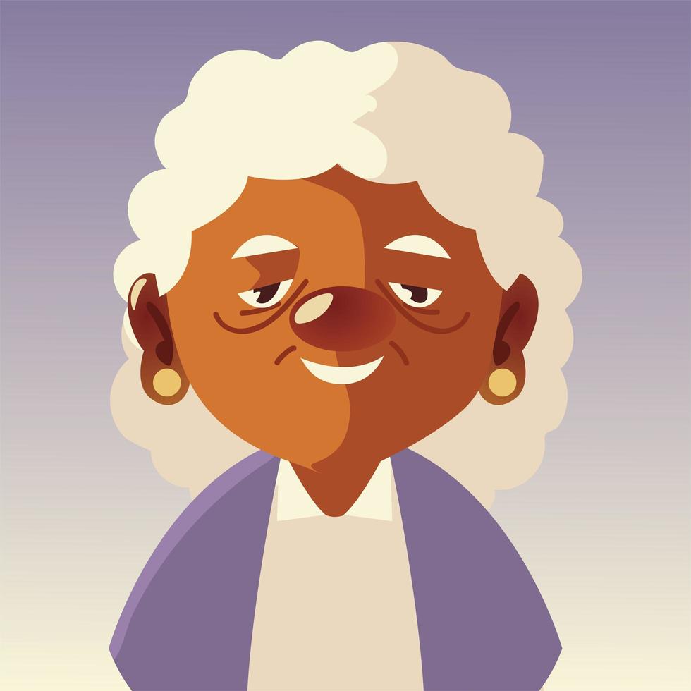 anciana, abuela mujer senior de dibujos animados vector