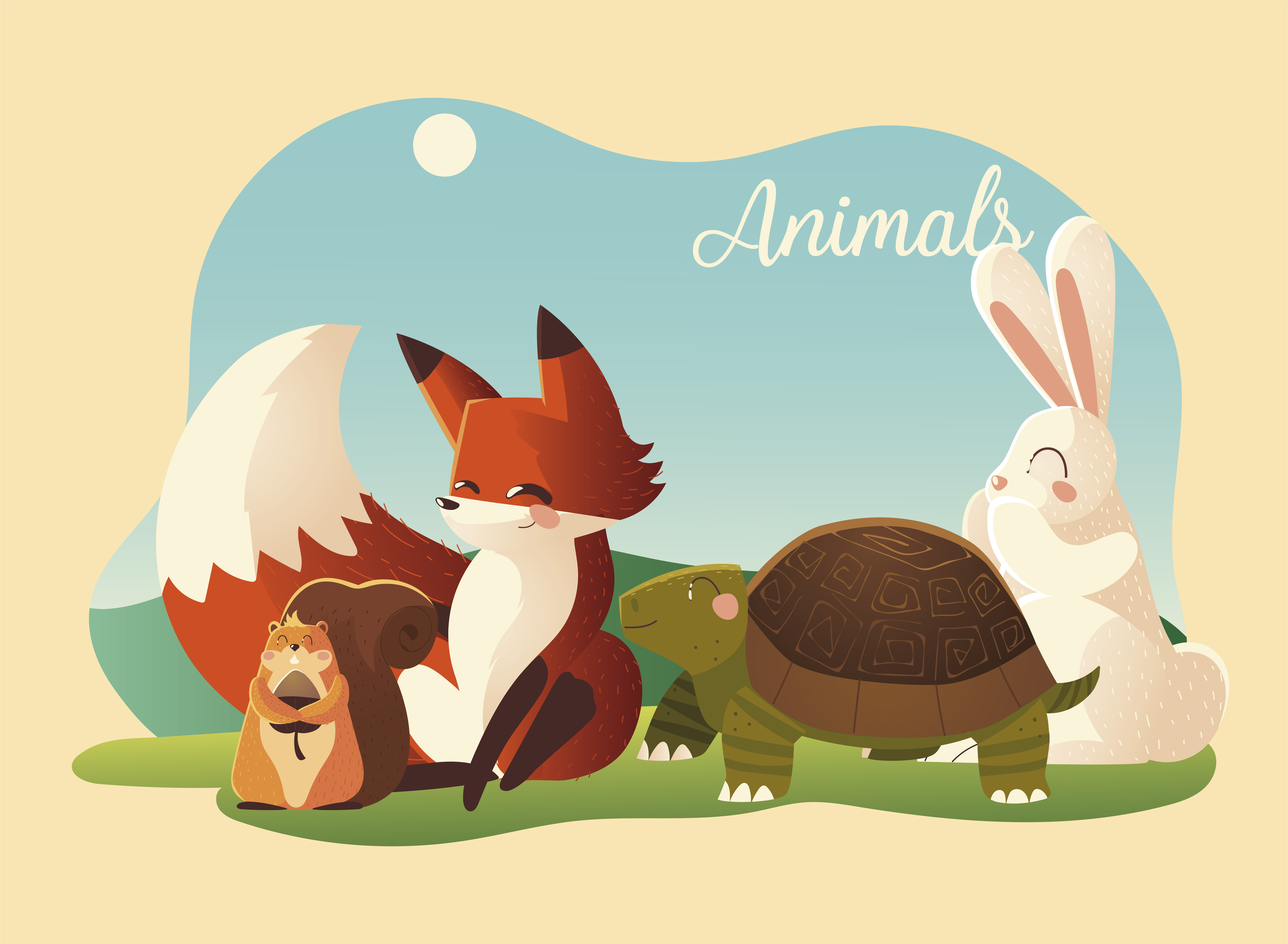 cartoon animals fox rabbit turtle and squirrel in the landscape 3370086 Vector Art at Vecteezy cartoon animals fox rabbit turtle and squirrel in the landscape 3370086 Vector Art at Vecteezy