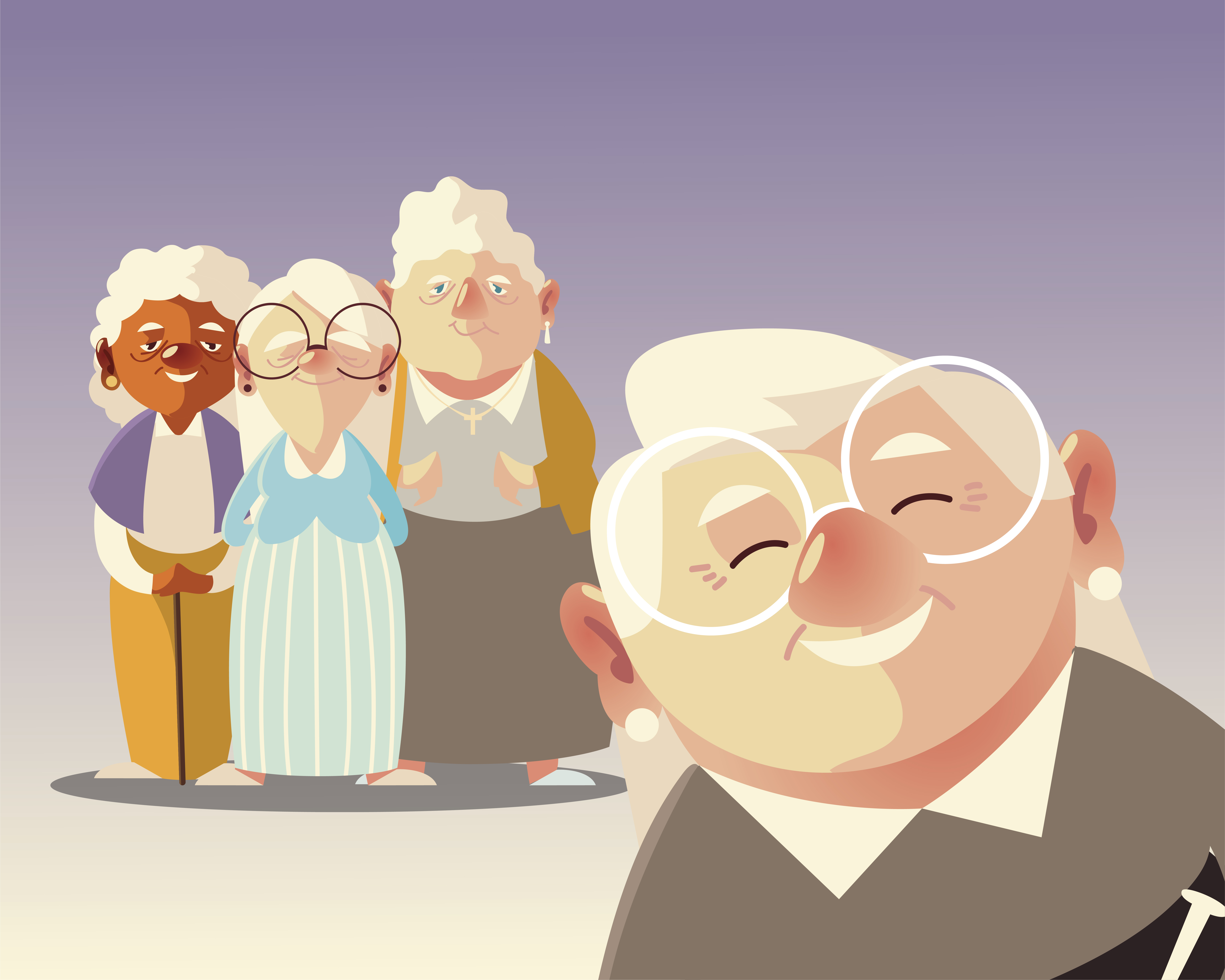 senior people, group elderly women characters cartoon 3370095 Vector Art at  Vecteezy