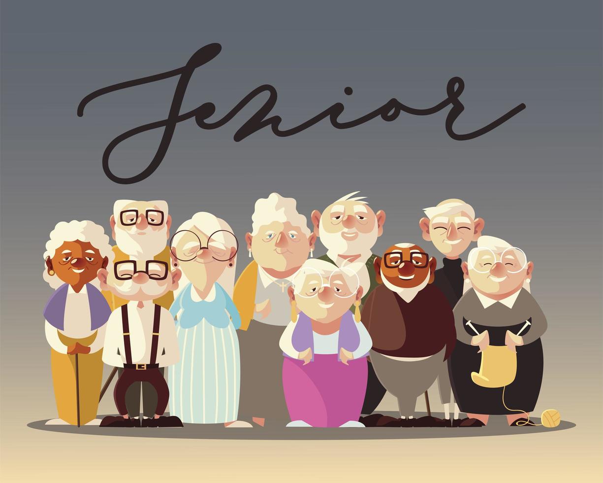 dibujos animados de personas mayores, abuelos y abuelas divertidos vector