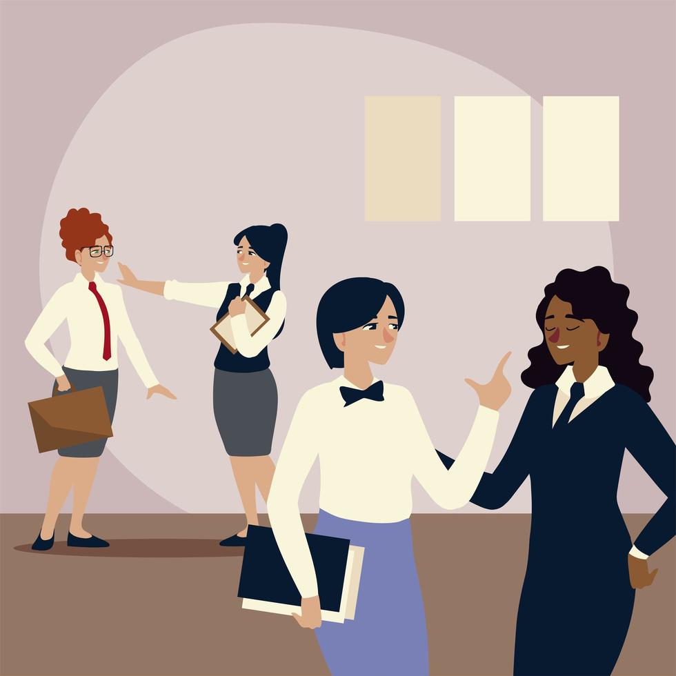 business people, female employees with folder and briefcase vector