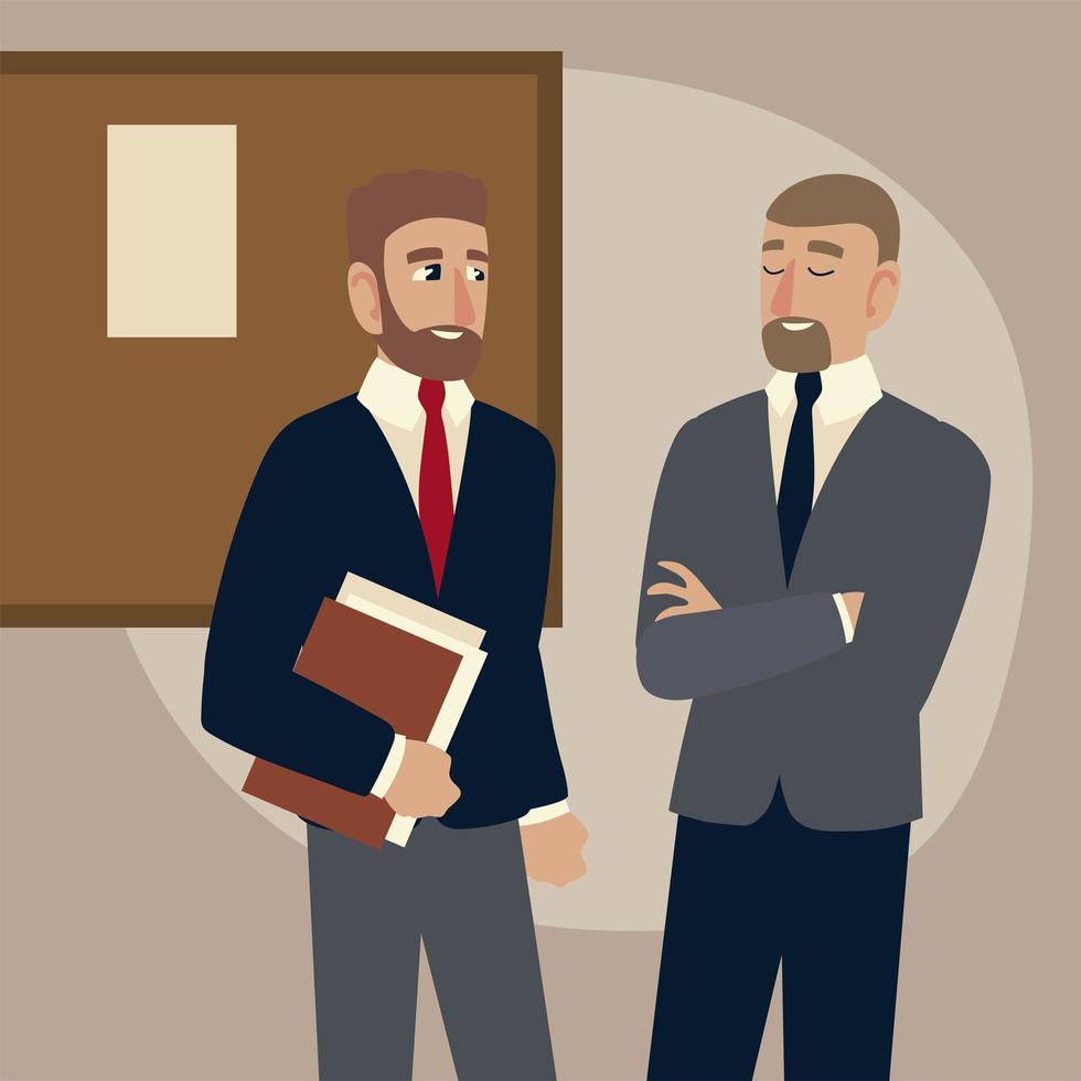 business people, businessmen discussing in the office work space vector