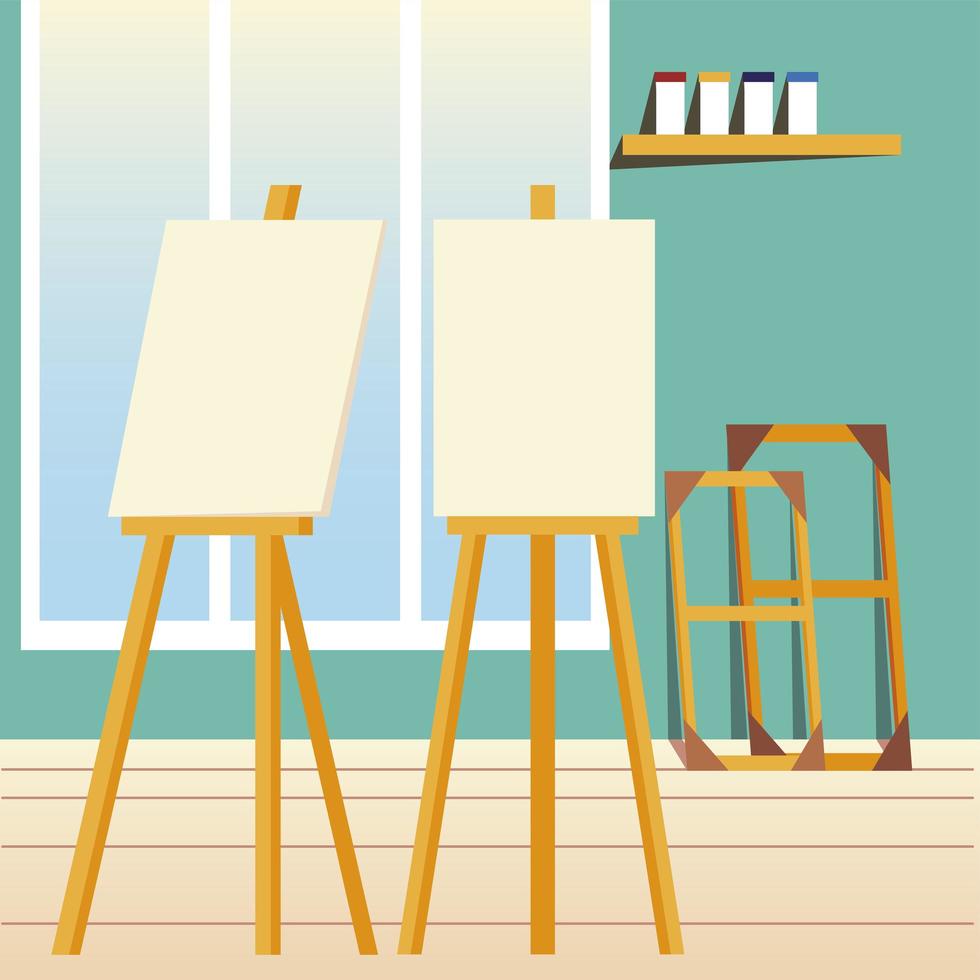 paint class art canvas easel frames in the studio vector