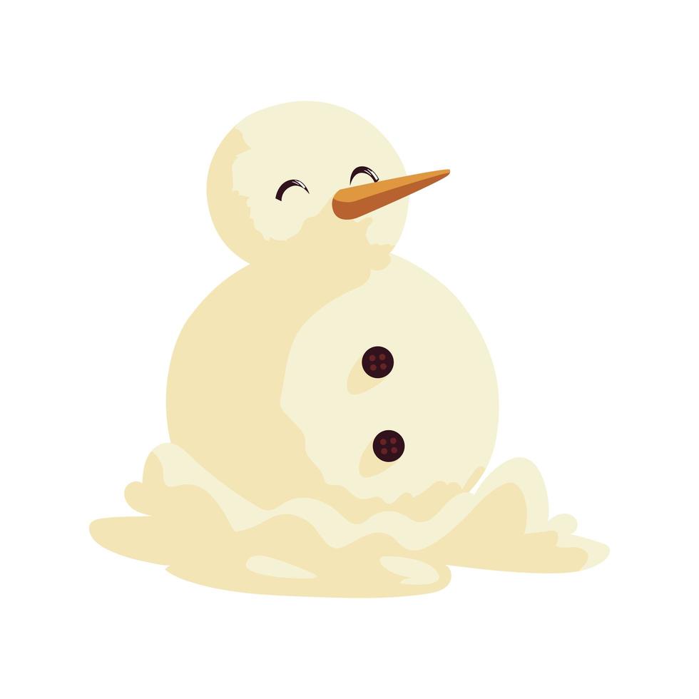 christmas snowman cartoon in the snow icon vector