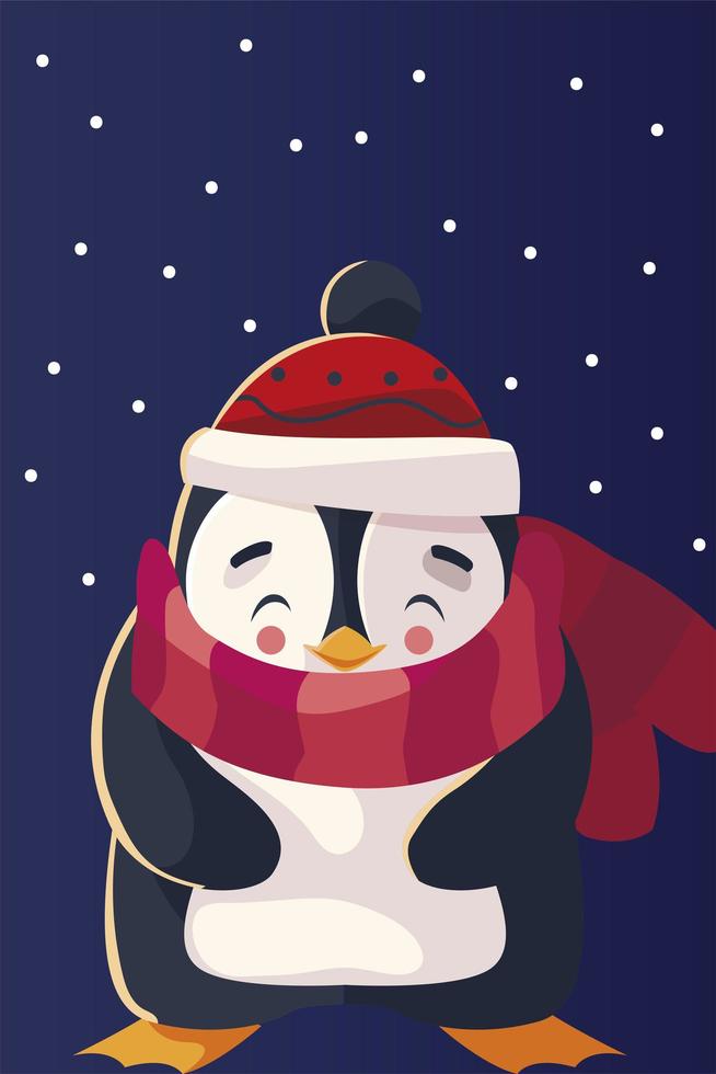 diseño de vector de pingüino de feliz navidad