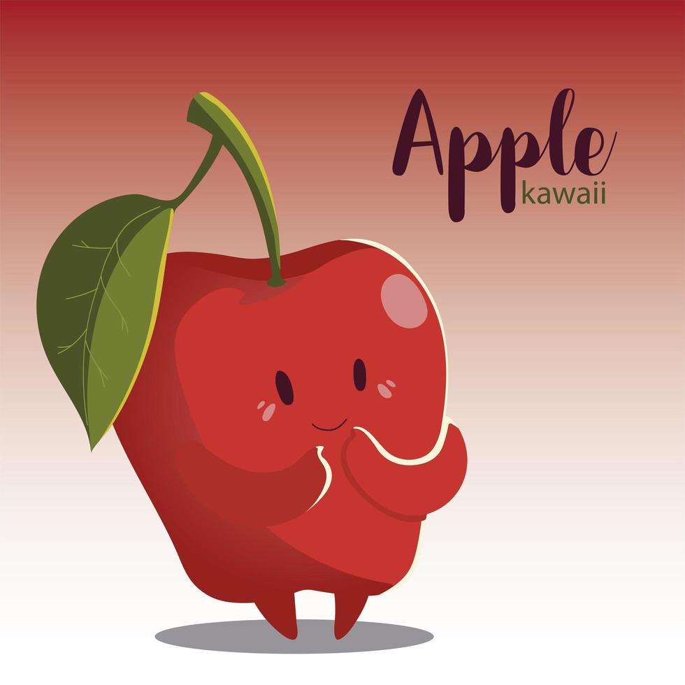 fruit kawaii cheerful face cartoon cute apple vector