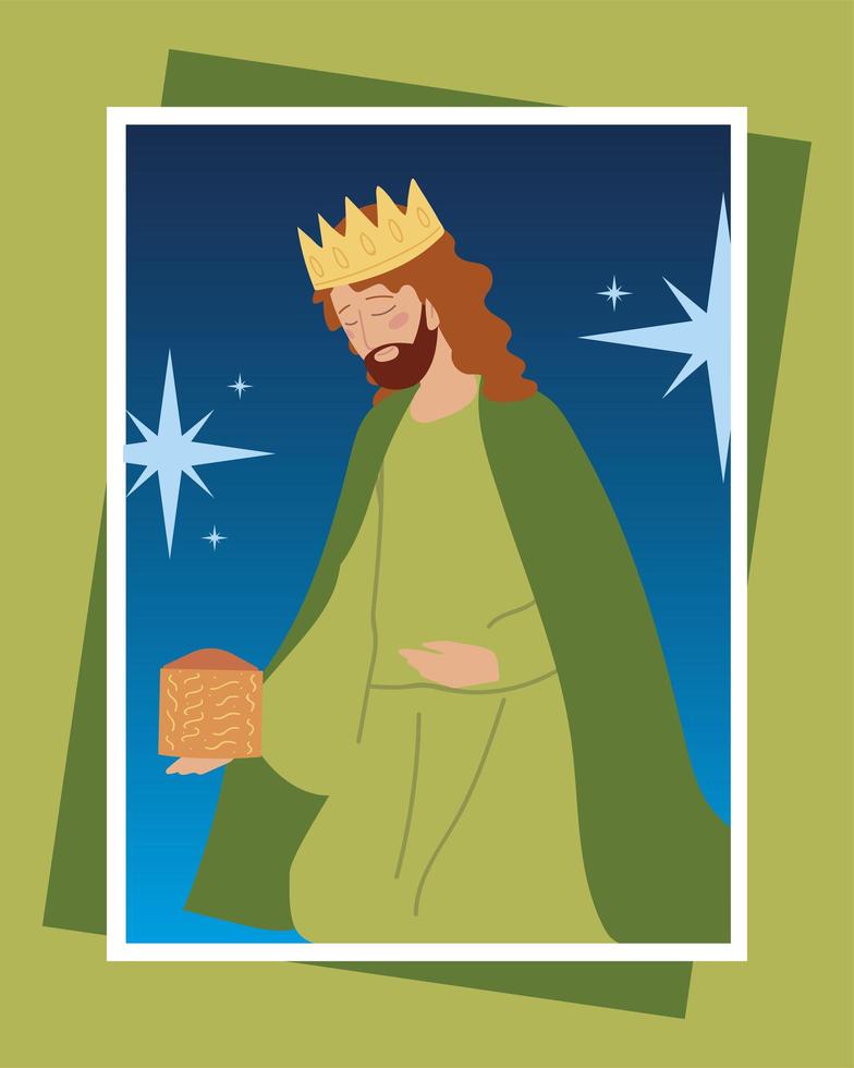 nativity balthazar wise king character greeting card vector