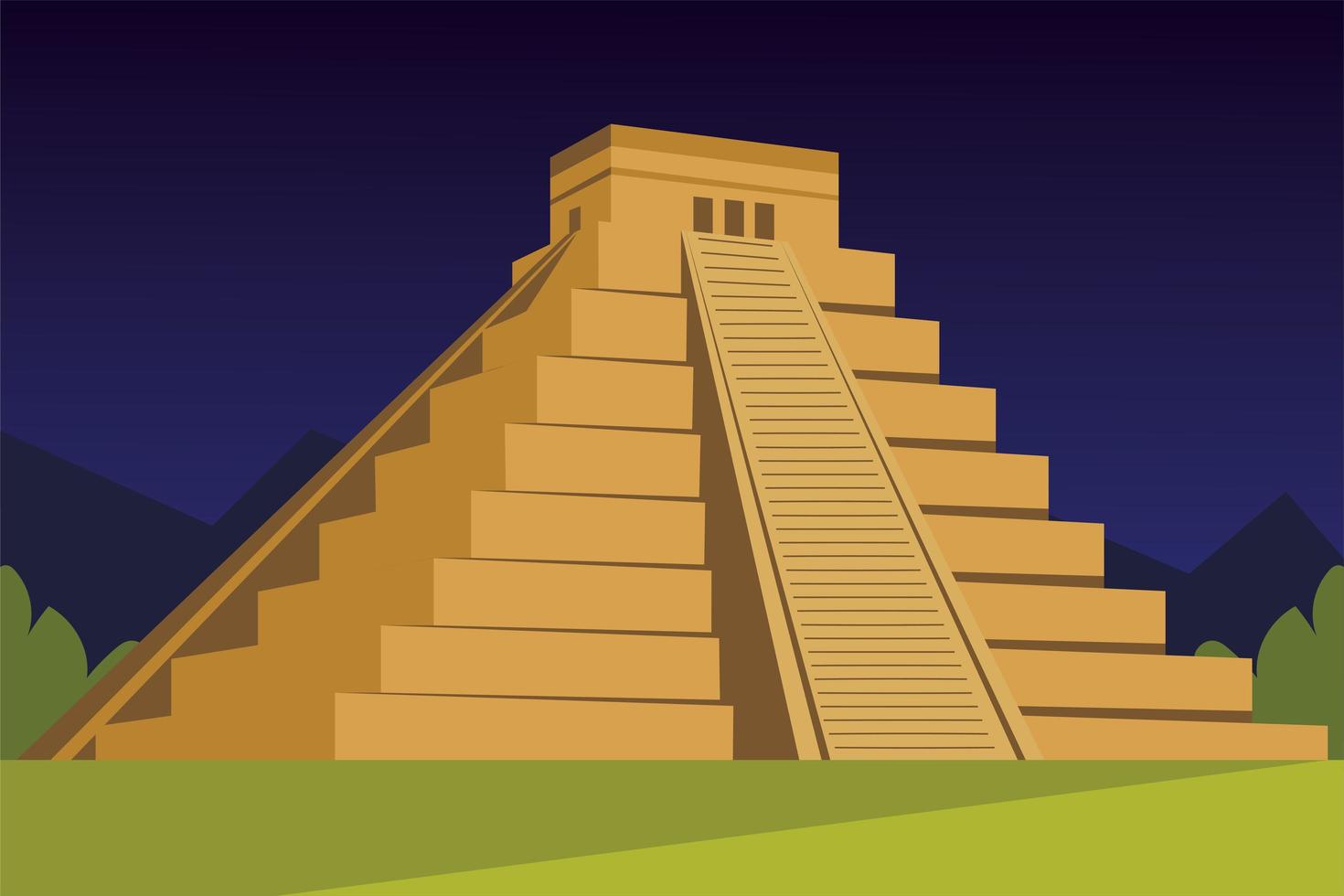 aztec pyramid traditional culture in landscape design vector