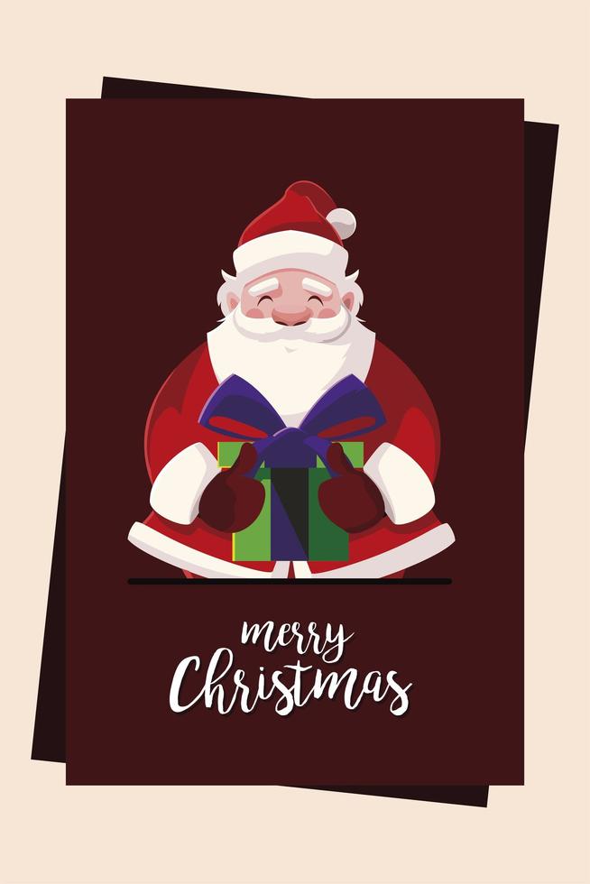 feliz navidad santa con diseño de vector de regalo