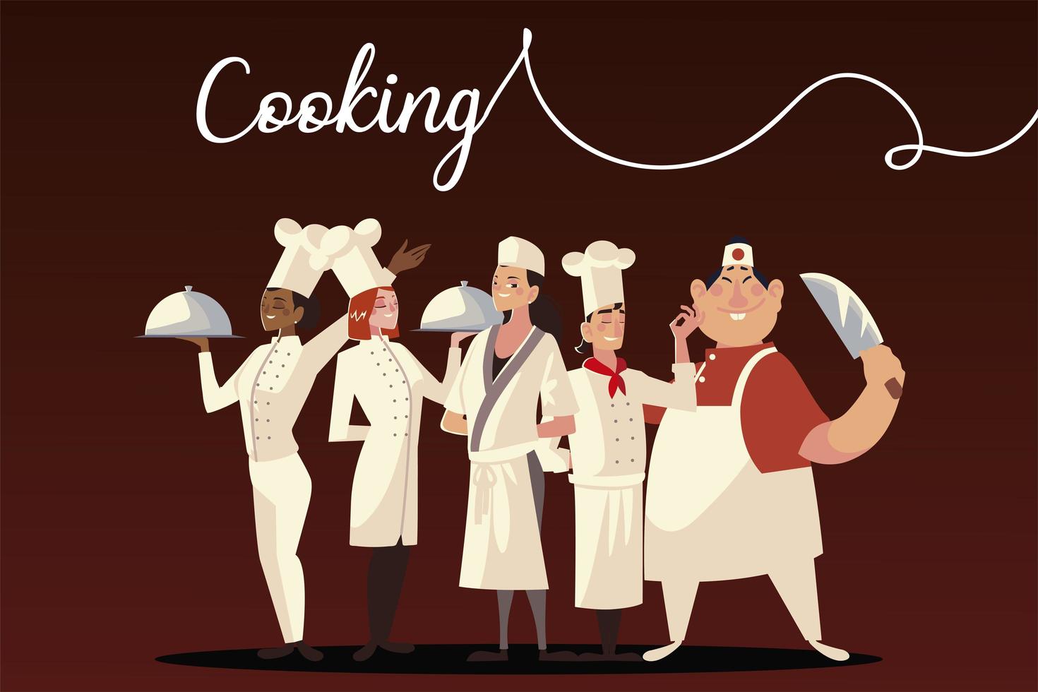 chefs cocinando comida trabajador personal profesional restaurante vector