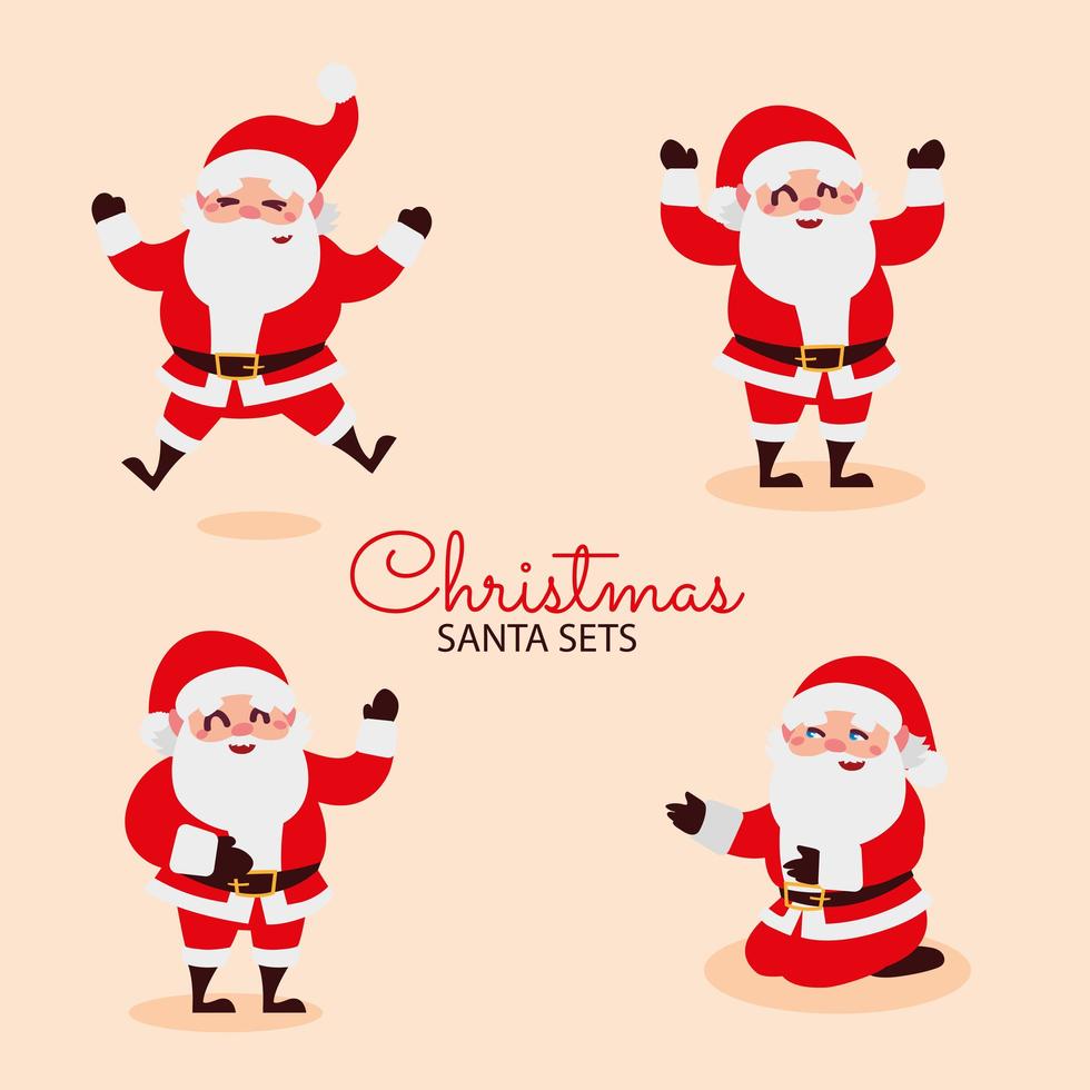 merry christmas greeting card santa cartoon celebration vector