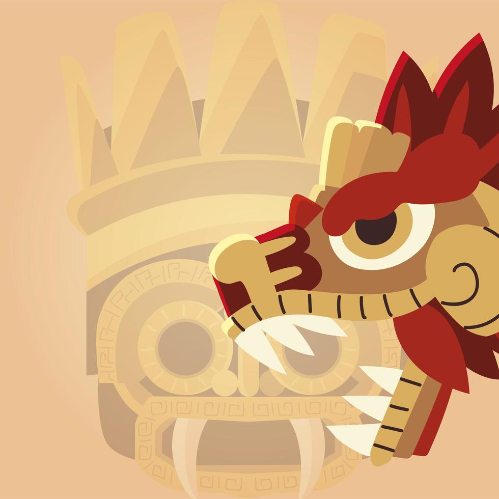 adorno azteca cabeza de serpiente icono tradicional vector