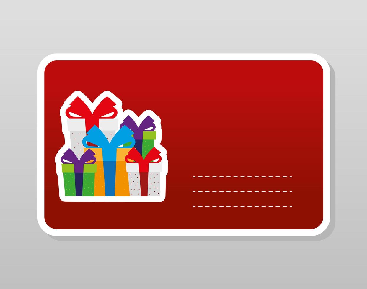 Feliz navidad cajas de regalo celebración decoración pegatina vector