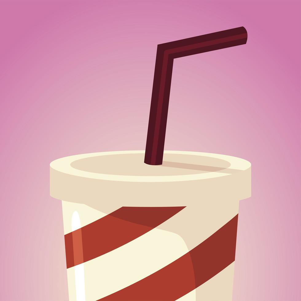 striped takeaway cup with straw soda food icon vector