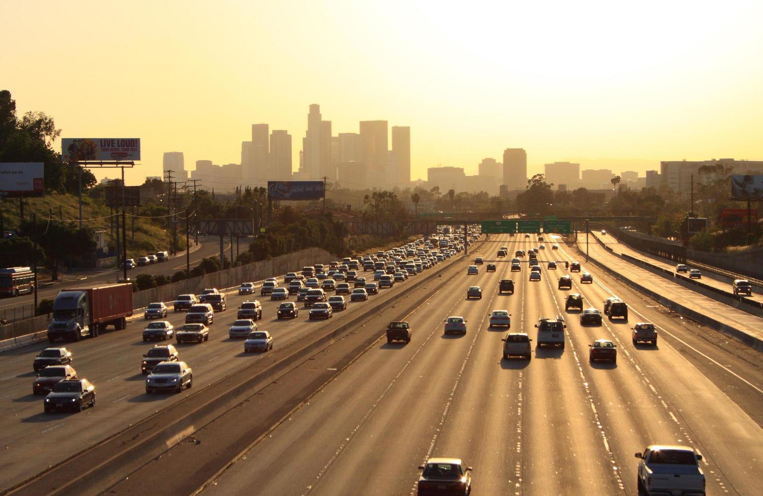 Los Angeles freeway in heavy traffic photo
