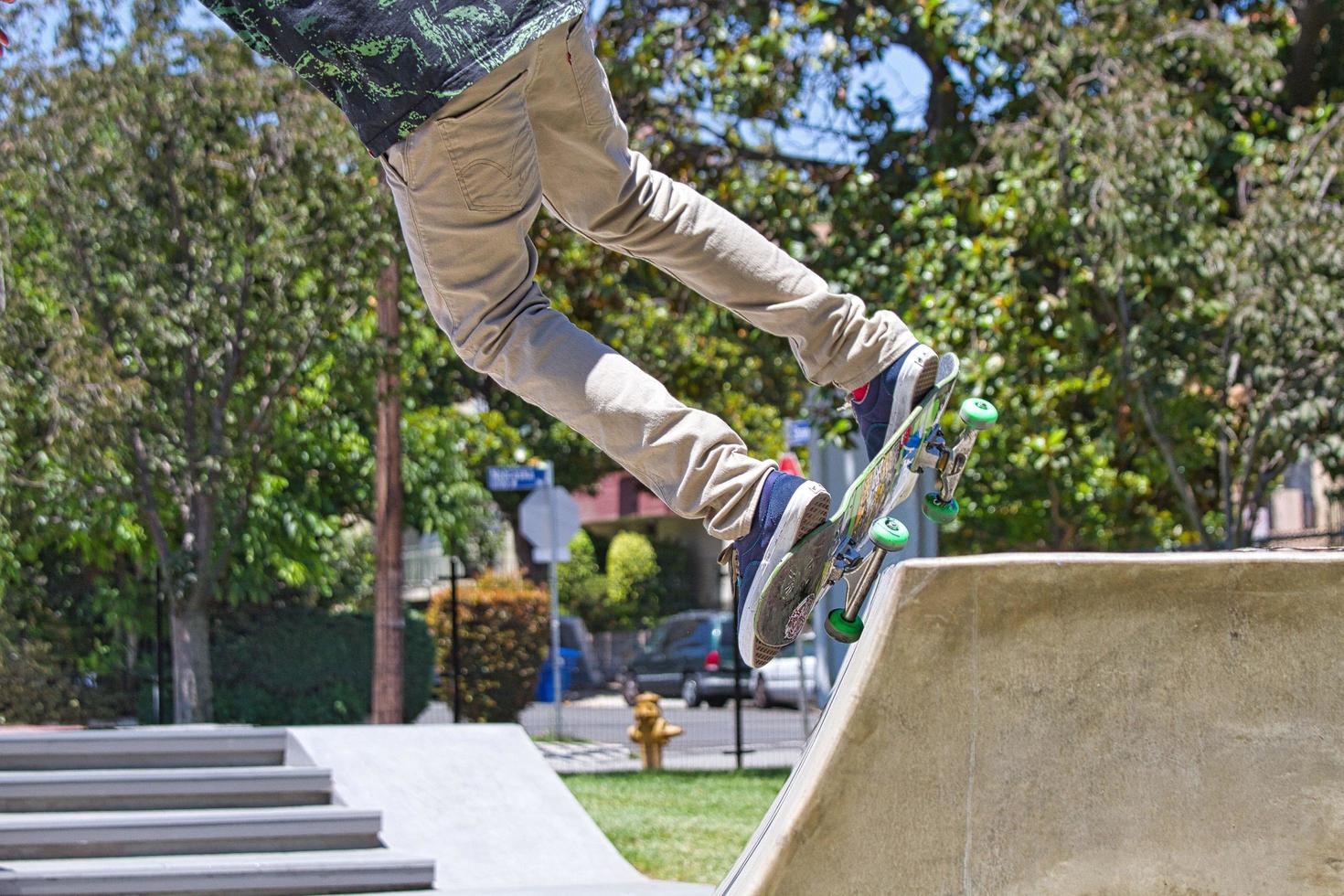 At the feet of a person skateboarding in the United States photo