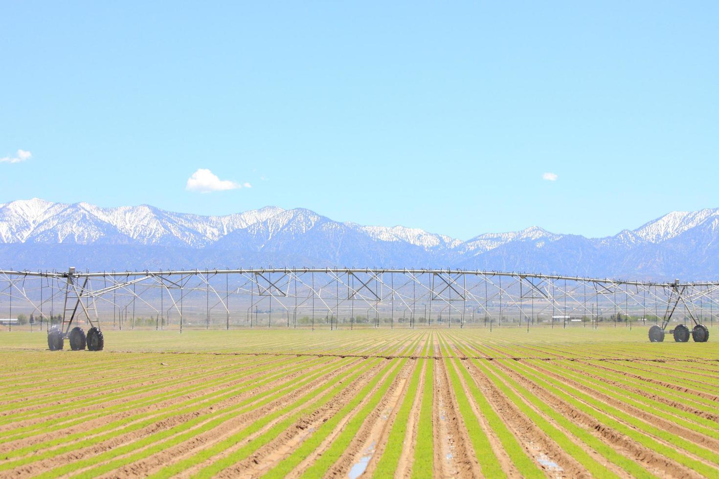 Watering nozzles and mountains in the suburbs of Los Angeles, USA photo