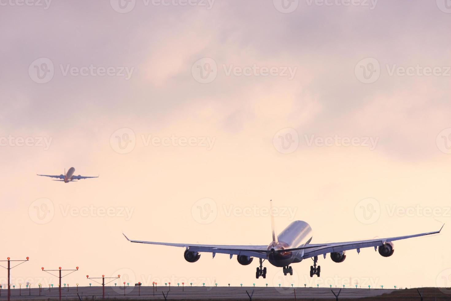 Airplane landing at Los Angeles International Airport photo